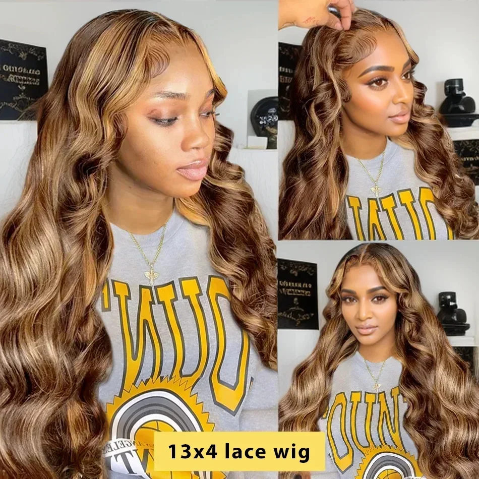 Highlight Pruik Human Hair 200 Dichtheid Body Wave 13X6 Hd Lace Frontale Pruiken 13X4 Lace Front Human Hair Pruik