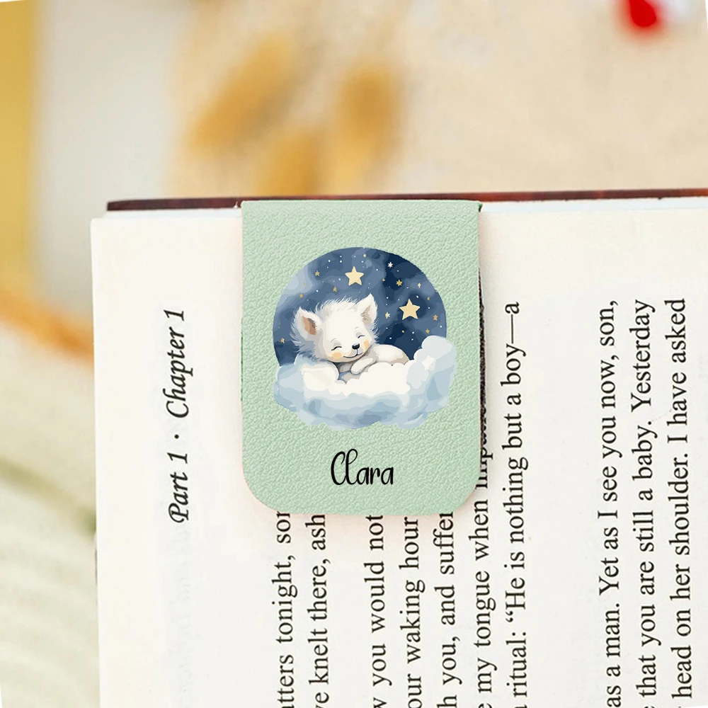 1PC Lovely Puppy Personalized Name Print Softpink Leather book clamp For Birthday Gifts