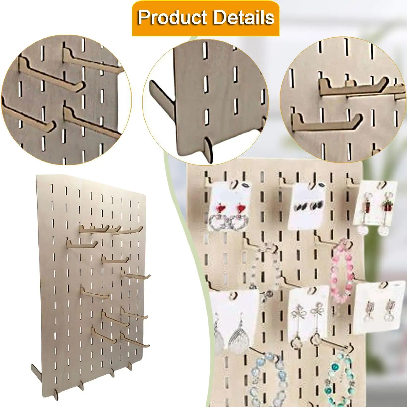 Jewelry Holder Keychain Holder Presentation Wooden Storage Rack Jewelry Display Stand for Rings Tabletop Vanity
