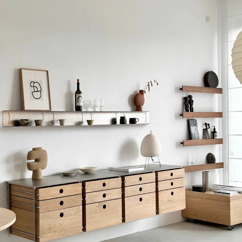 Imported white oak chest, upper wall cabinet, storage cabinet, dining side cabinet, bedside solid wood stainless steel