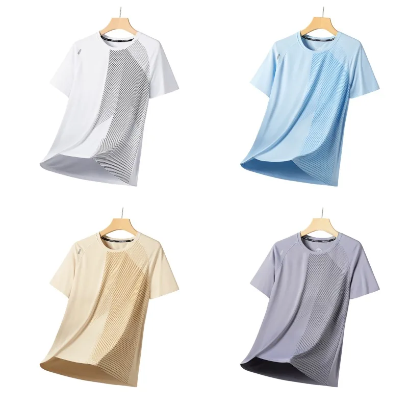 

Мужская футболка для гольфа и активного отдыха, впитывающая пот, быстросохнущая, летняя, легкая, дышащая, модная, с эффектом тай-дай, из ледяного шелка