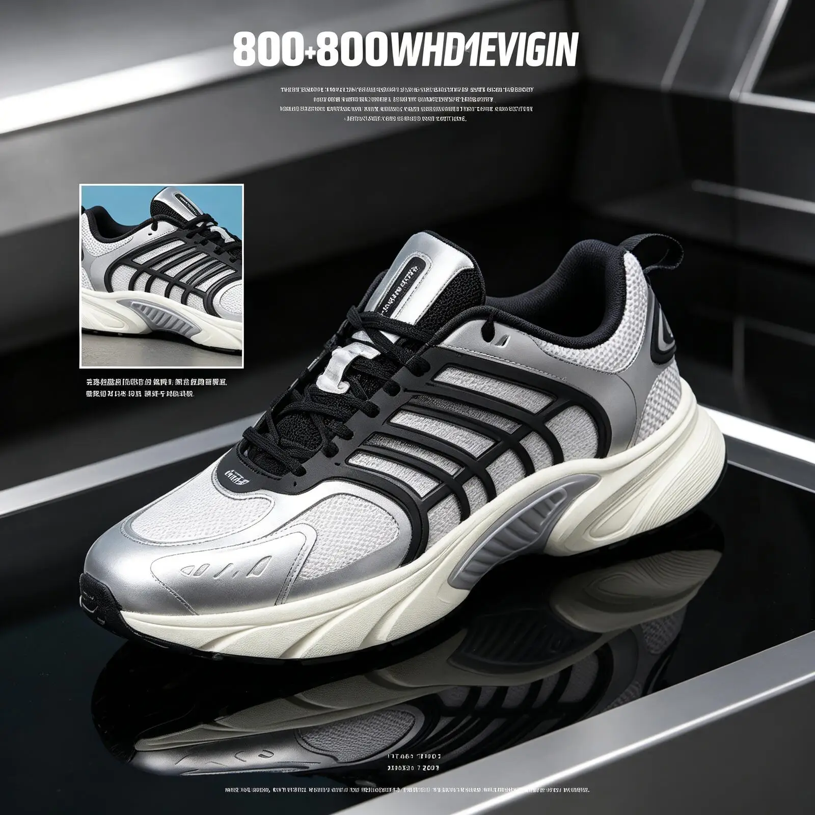 Adidas Metallic Silver Black Retro Thick Sole Breathable Mesh Shock Absorbing Casual Running Sneakers JQ4897