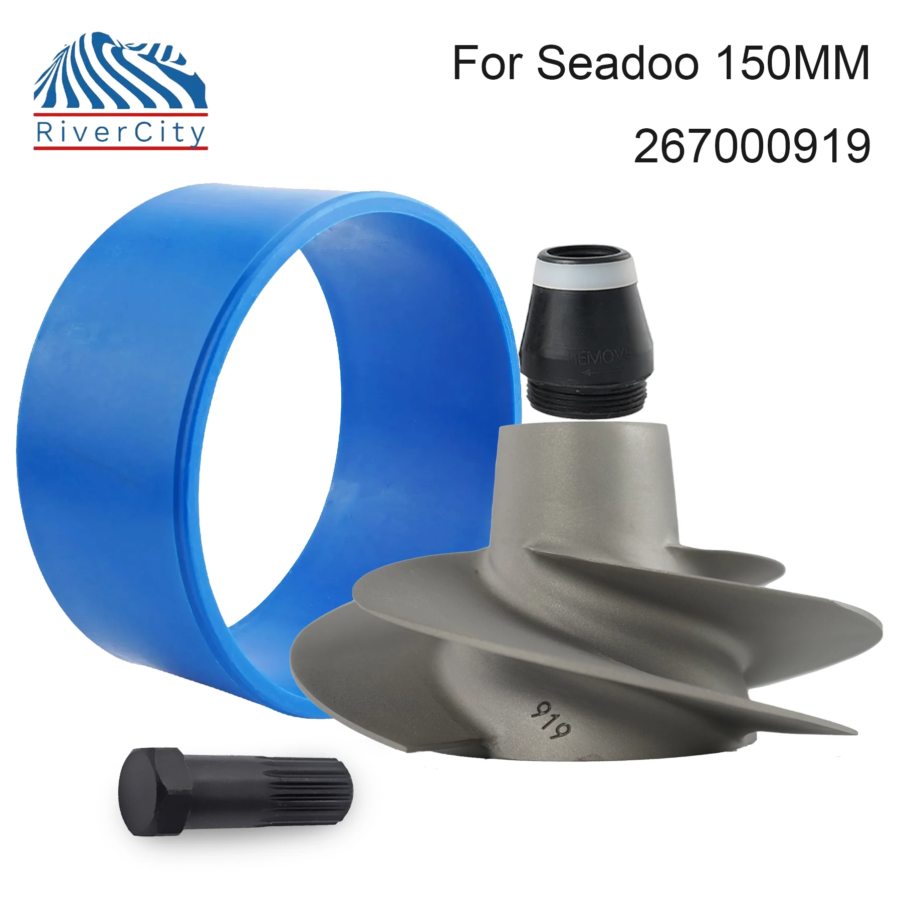 

Fit Seadoo Jet Ski Impeller with Wear Ring, Wrench and Seal Brushed 267000919 BRP Spark GTI 90 / GTs 90 4 Blades 150mm Impeller
