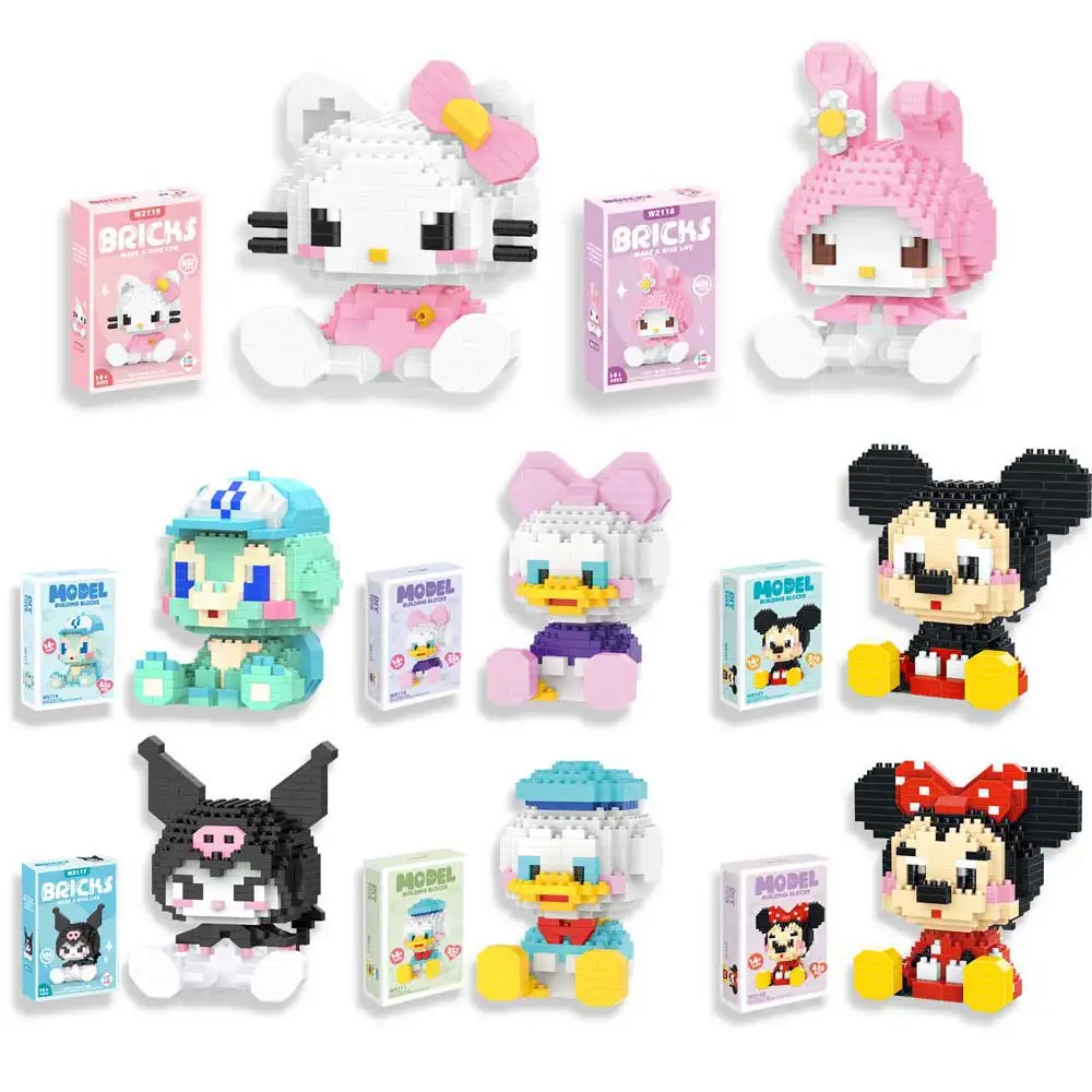 Anime Figure Hello Kitty Building Blocks Pikachu Building Blocks for LEGO Charmander 3D Puzzle Model Toy Children Birthday Gifts