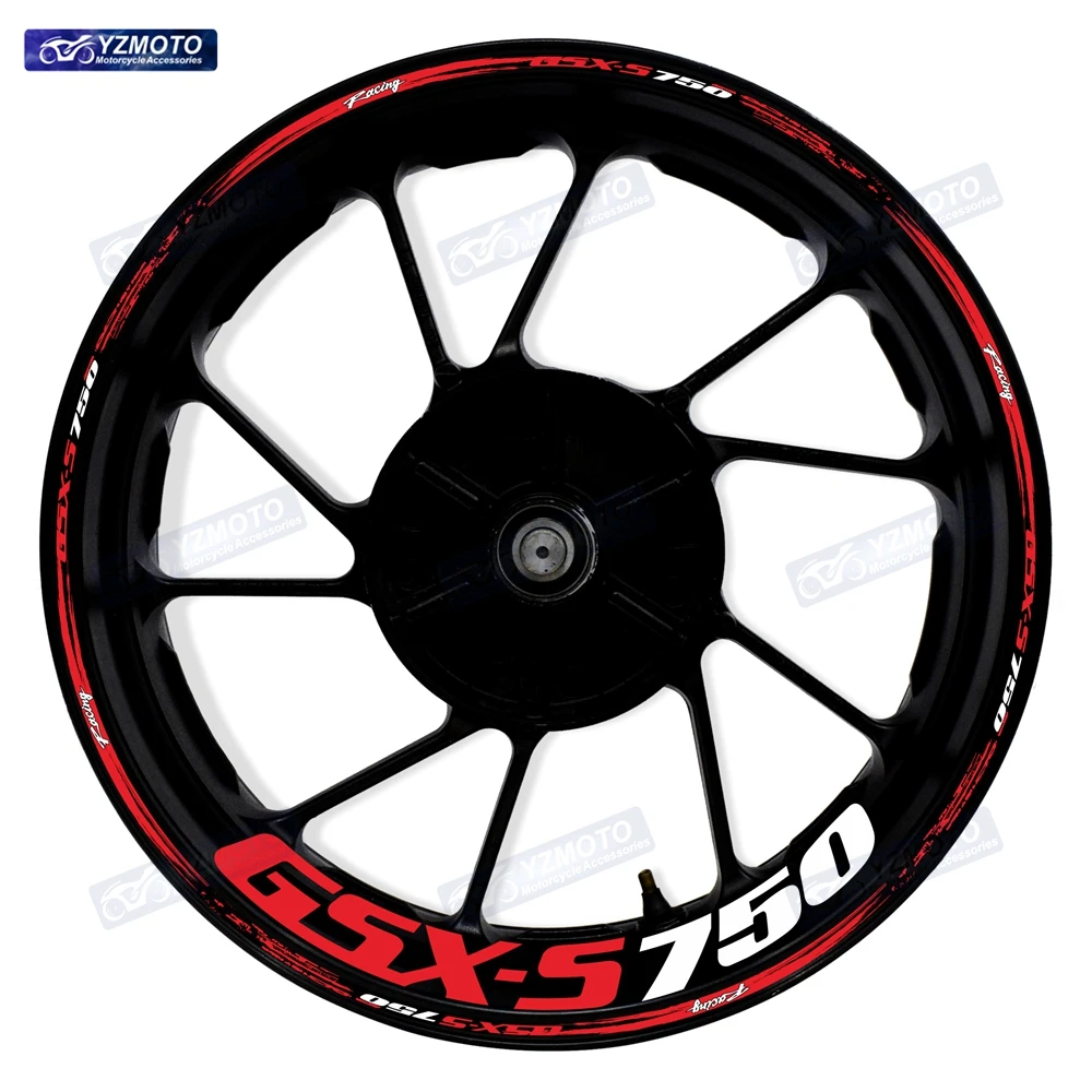 Motorrad 17 Zoll Vorder- und Hinterradaufkleber Nabenaufkleber Reflektierende wasserdichte dekorative Felgenaufkleber für GSX-S750 GSX S 750