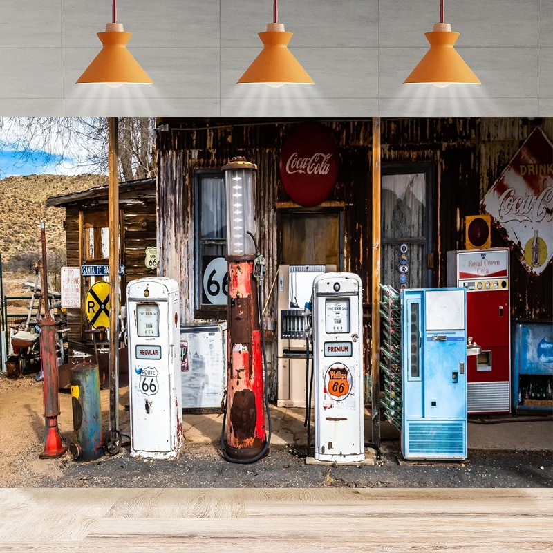 Photography Backdrop Party For Historic Route 66 General Store Retro Rustic Gas Station Background Wall Home Party Decor Banner