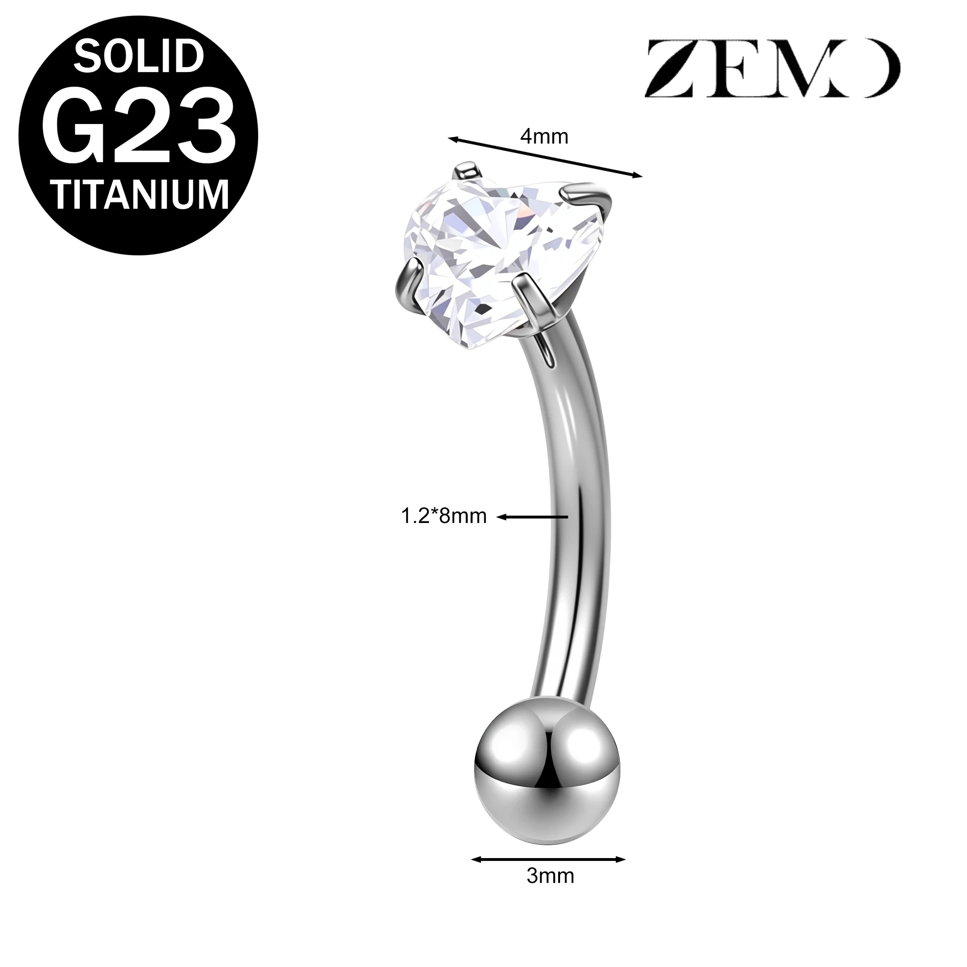 16G Titanium Eyebrow Ring with Star Zircon Earring