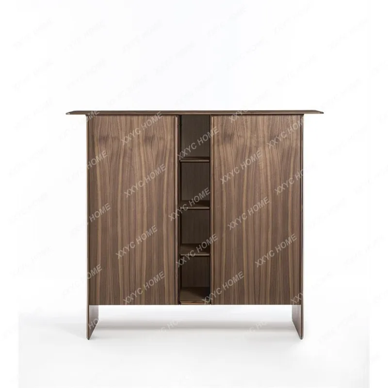 

L minimalist solid wood wine cabinet storage Japanese light luxury living room storage modern simple entrance cabinet