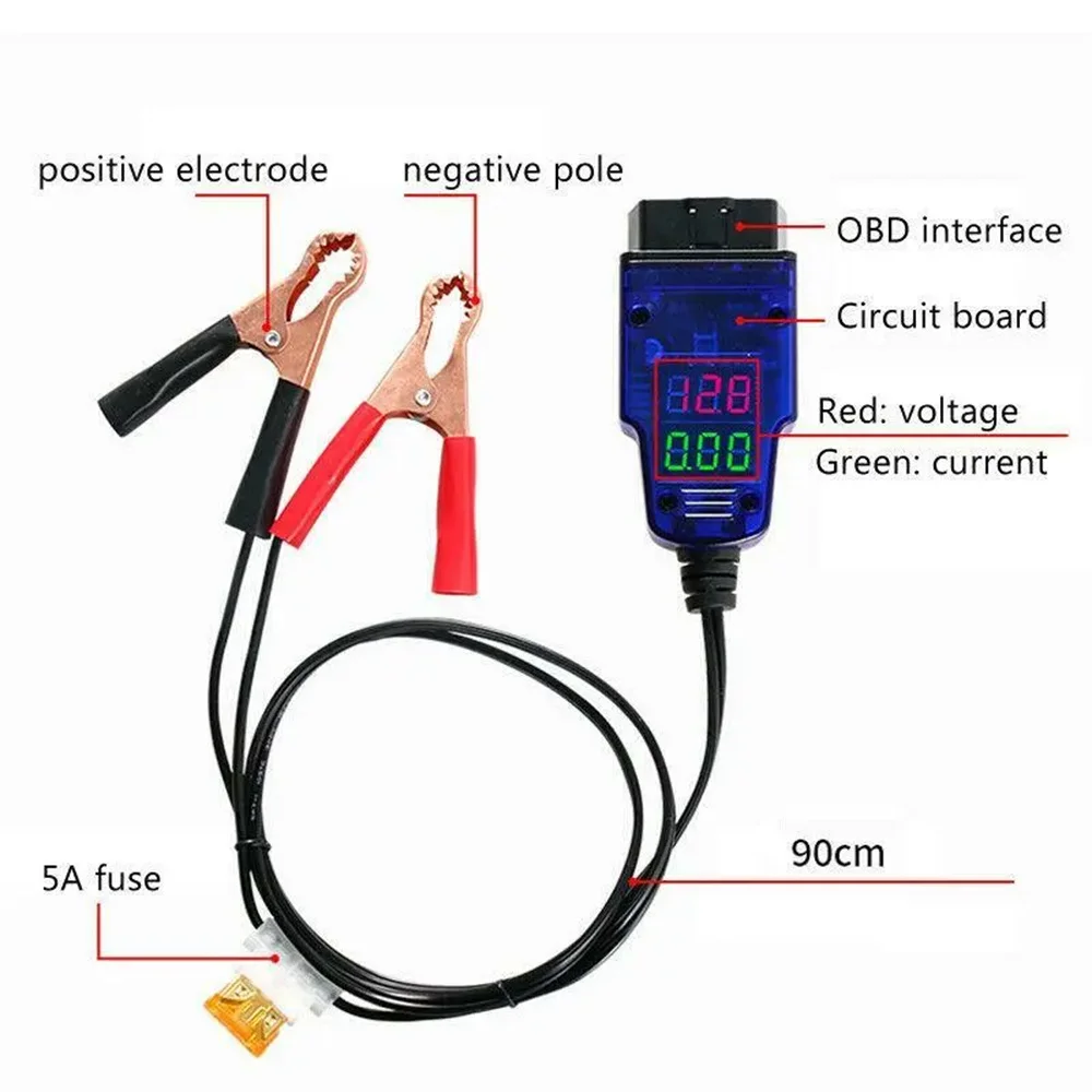 Car ECU Connector Battery ECU Memory Saver Tool Emergency Electrical Plug OBD2 Memory Saver Show Voltage Current