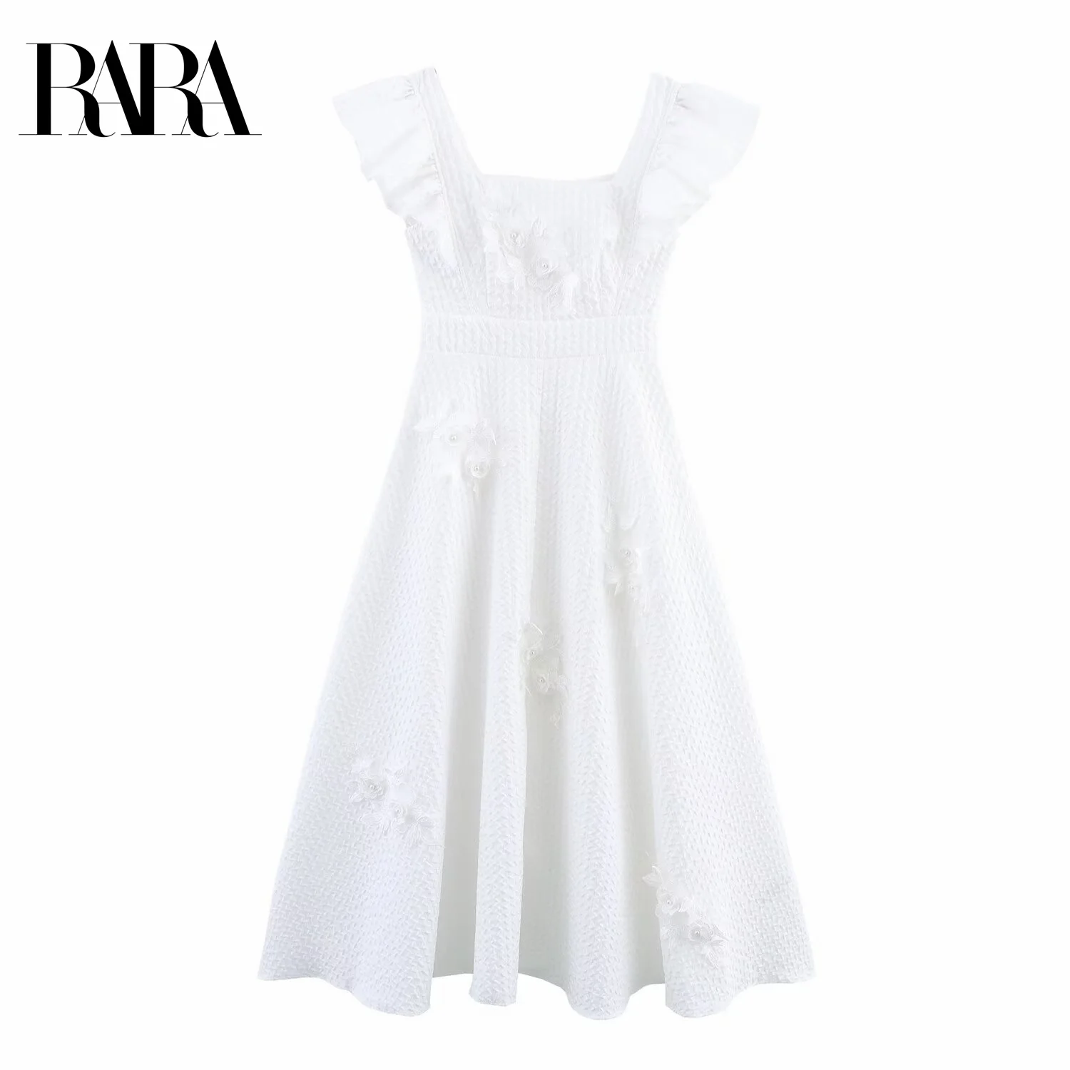 

RARA2025 new summer women's casual fashion simple elegant texture three-dimensional flower decoration dress