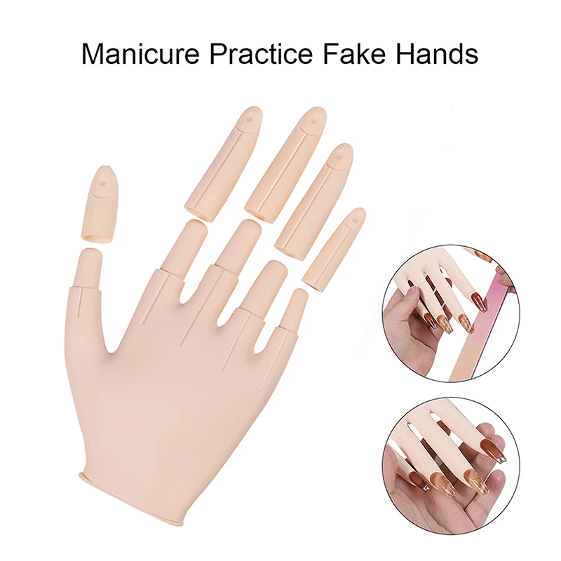 

Nail Silicone Practice Finger Hand Model Tool With Joints Removable Silicone Flexible Fake Hand DIY For Manicure Accesories Tool