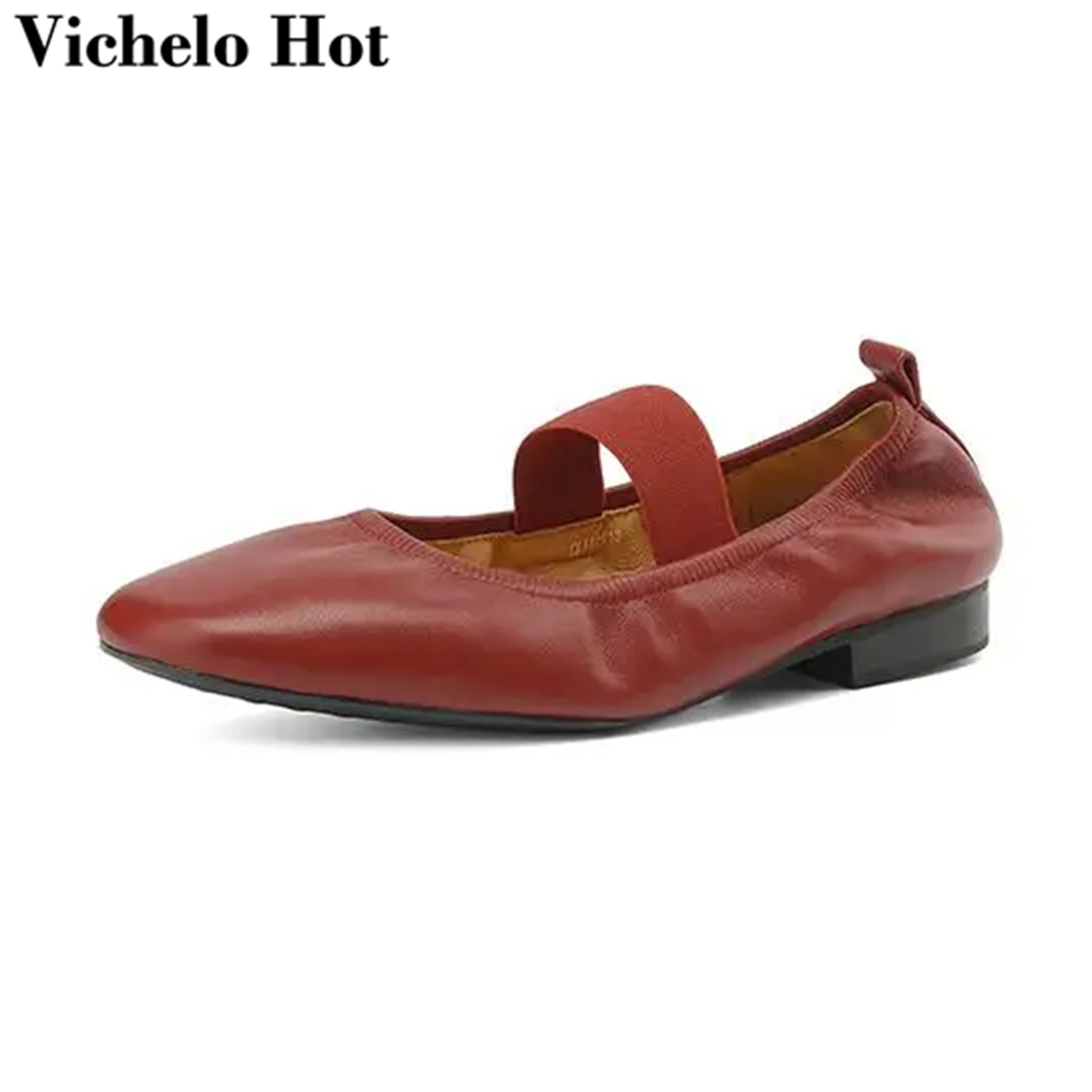 

Vichelo Hot Fashion Sheep Leather Shallow Square Toe Mary Janes Chunky Low Heels Vintage Shallow Dress Dance Elegant Women Pumps