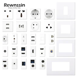 DIY Wall Outlets Module Italy Brazil EU FR Electrical Sockets,HDMI Data USB 3.0,Cat5e CAT6 TV Network Ports,Type C USB Sockets