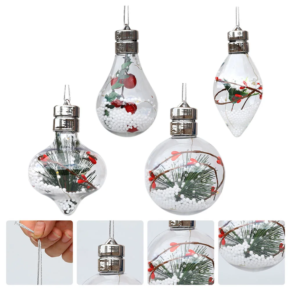 

4pcs Christmas Pendant Bulbs Hanging Decor Wall Ornament House Decoration Outdoor Indoor Holiday Party Wedding Garden Porch