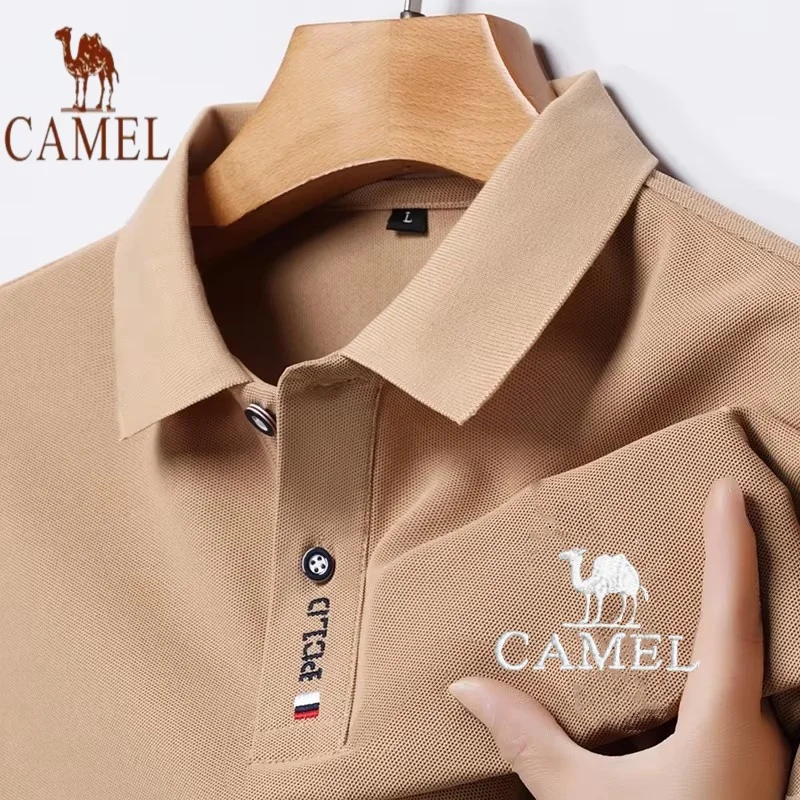 Camel men's summer new high-end multi-functional embroidery casual fashion short-sleeved POLO shirt comfortable top