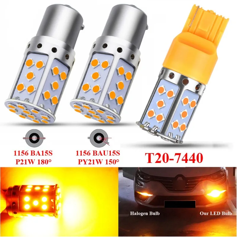 

2pcs BA15S P21W 1156 BAU15S Canbus No Error T20 7440 W21W WY21W Lamp Turn Signal Bulbs 12V