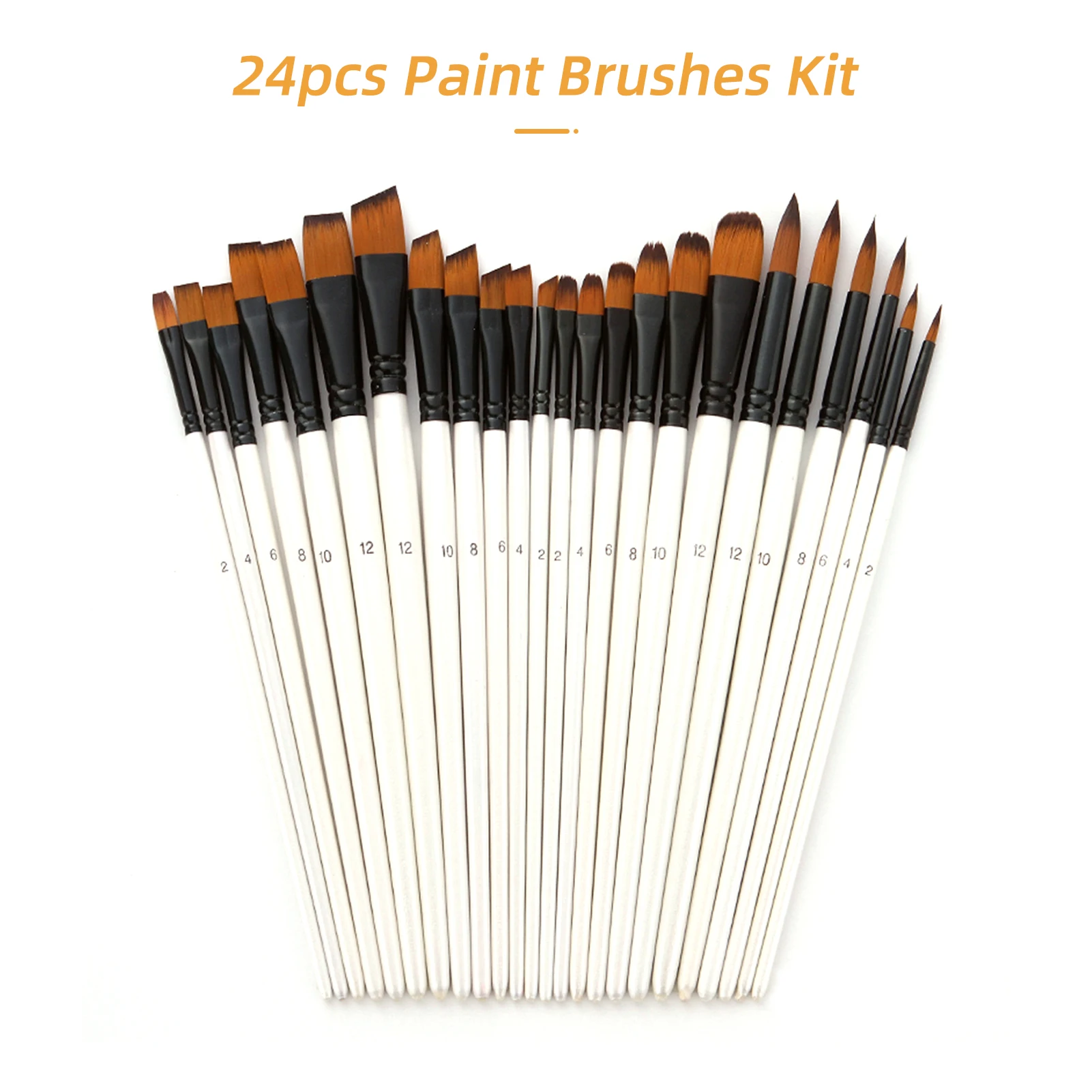 24PCS Draw Paint Brushes Set Kit Artist Paintbrush Round Brushes with Nylon Hair for Artist Acrylic Aquarelle Watercolor