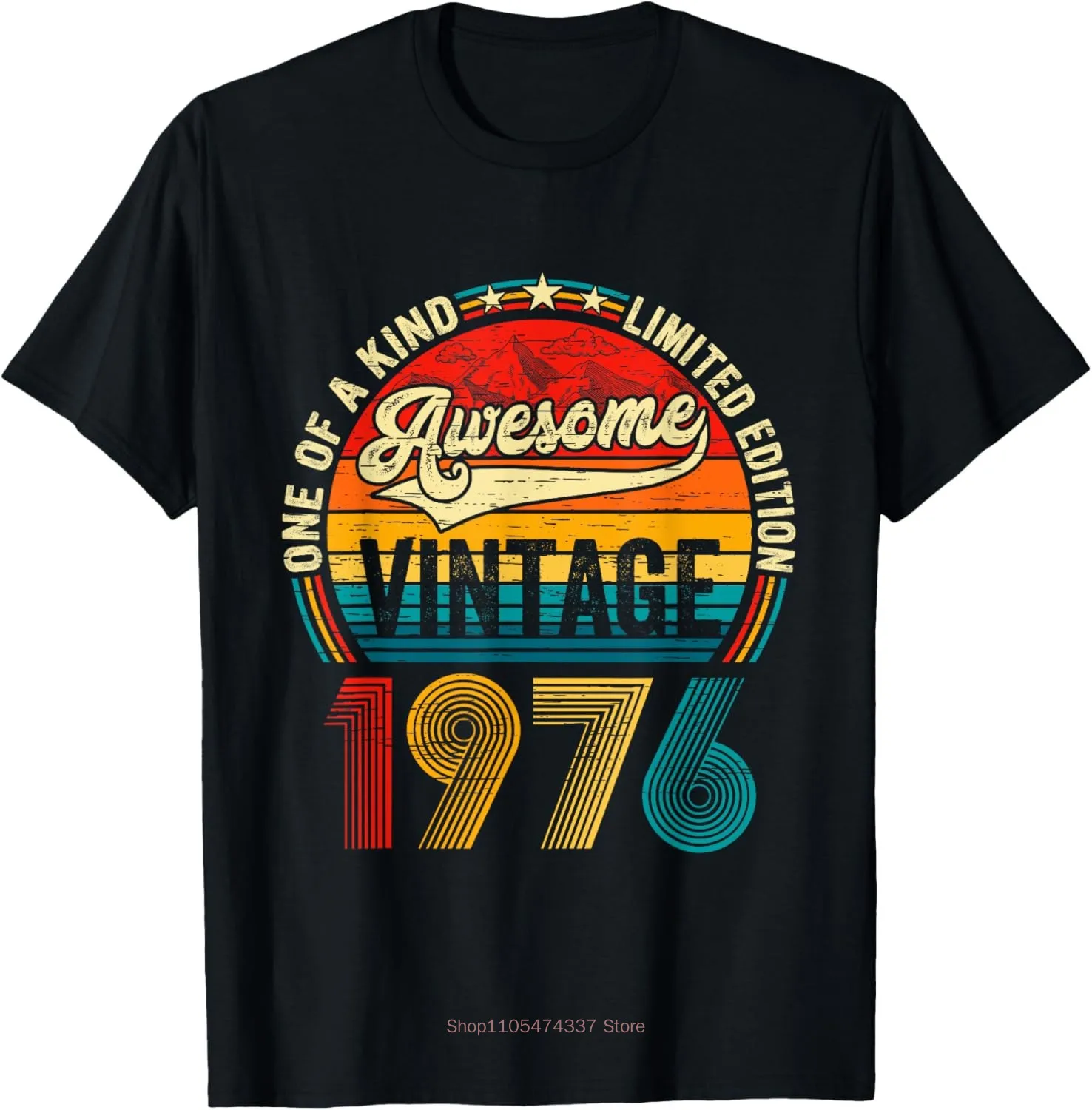 49th Birthday Gifts for Men Women 49 Years Old Vintage 1976 T-Shirt Graphic Custom Printed Short Sleeve Shirts Men Clothing view 5