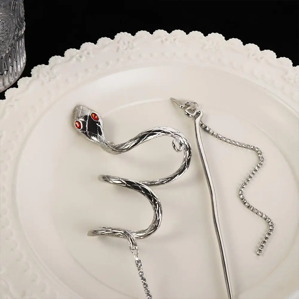 Metal Snake Hair Stick Classic Hairpin Hair Fork Hanfu Hair Fork Hair Accessories Tassel Chinese Style Hair Stick Headwear