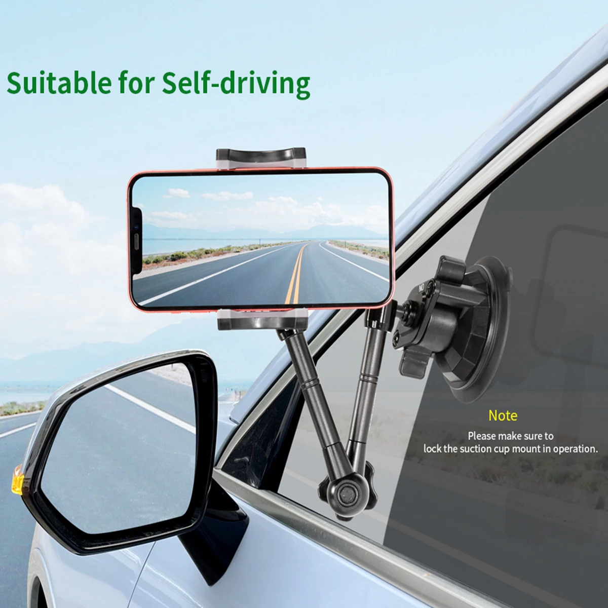 360 Degree Selfie in Car Rotatable Adjustable Phone Camera Bracket Universal Hand Suction Cup Holder Live Streaming Shooting