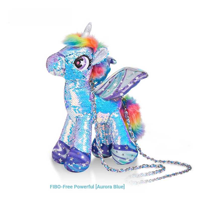 حقيبة كروس من القطيفة على شكل وحيد القرن مزينة بالترتر للأطفال هدية عيد ميلاد أنيقة للفتيات من Mochilas Mujer موضوع حيوان لطيف