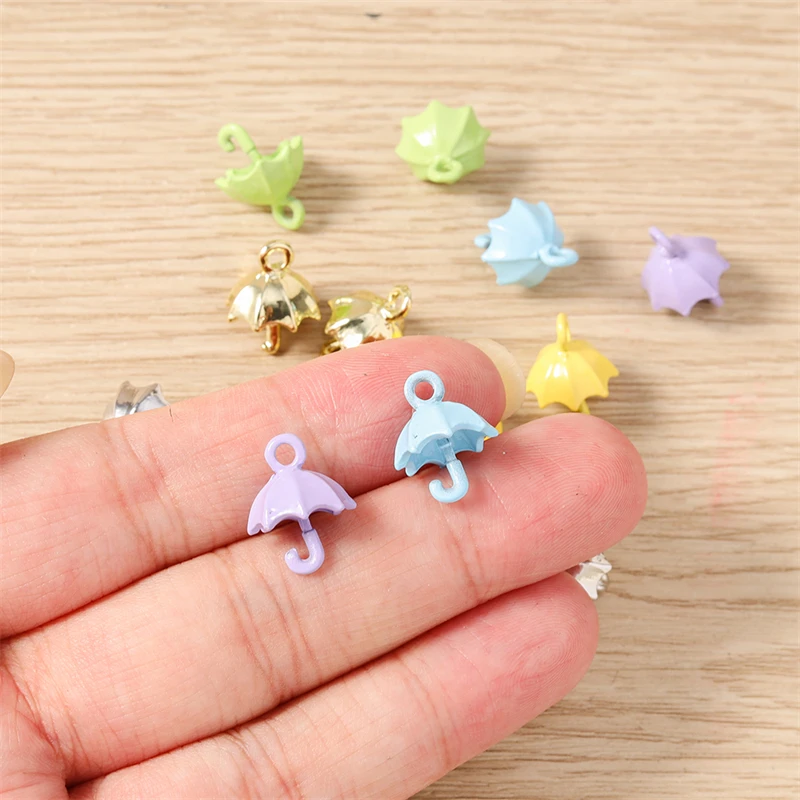 5 Stück 11x14mm Cartoon 3D Emaille Regenschirm-Anhänger für die Herstellung von Halsketten, Ohrringen, Armbändern, DIY-Bastelarbeiten, Schmuckzubehör – Detail 3