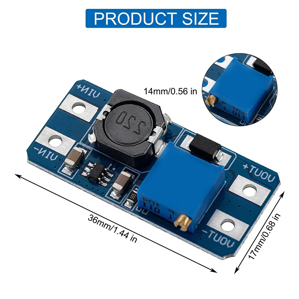 10pcs Step Up Voltage Regulator Board DC-DC Boost Converter 2A Output with Multi-Turn Potentiometer for Hobbyists