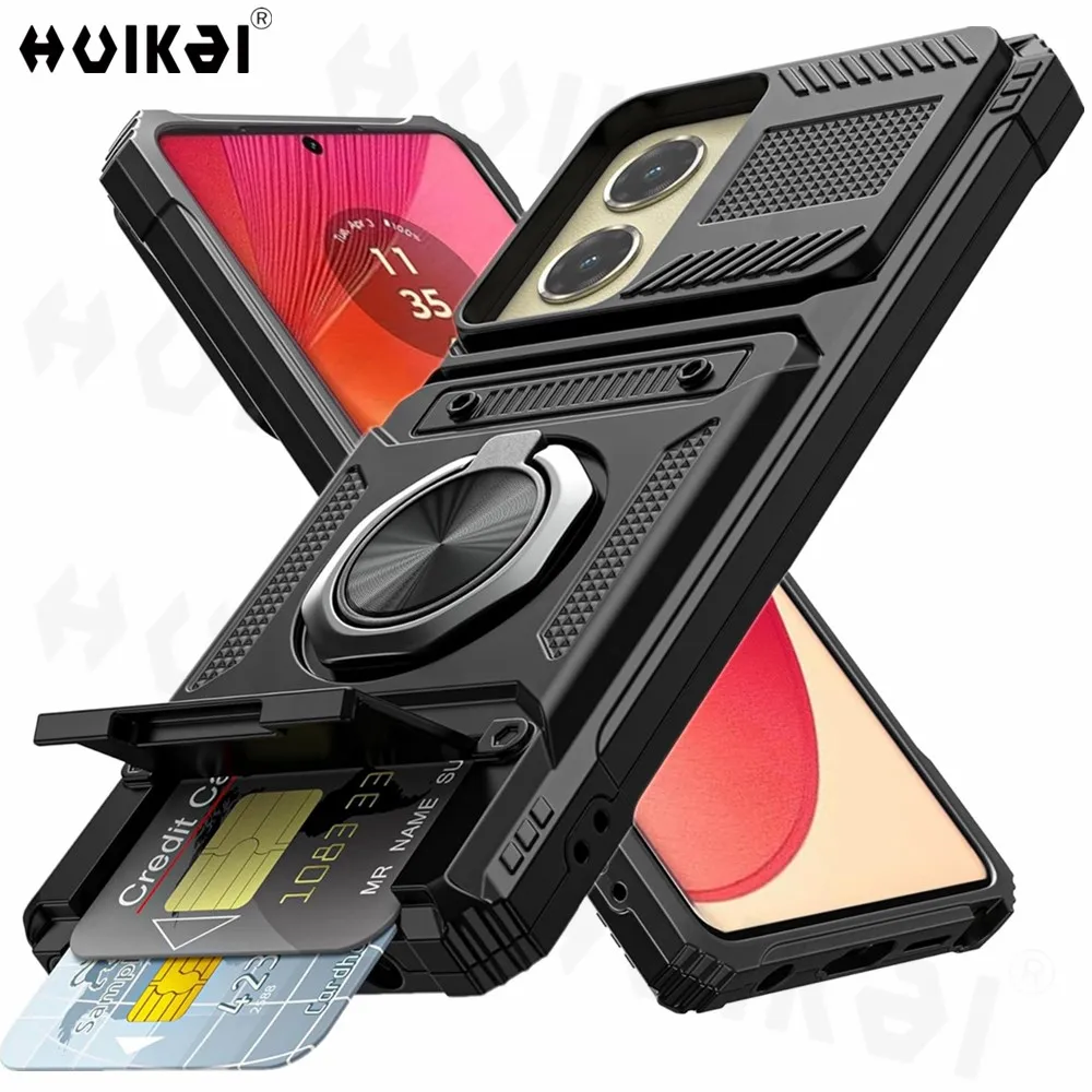 Case For Motorola Edge 50 Fusion Edge 50 Ultrra Moto G Stylus 5G G Play Moto G Card Holder Rotated Kickstand Layer Wallet Covers