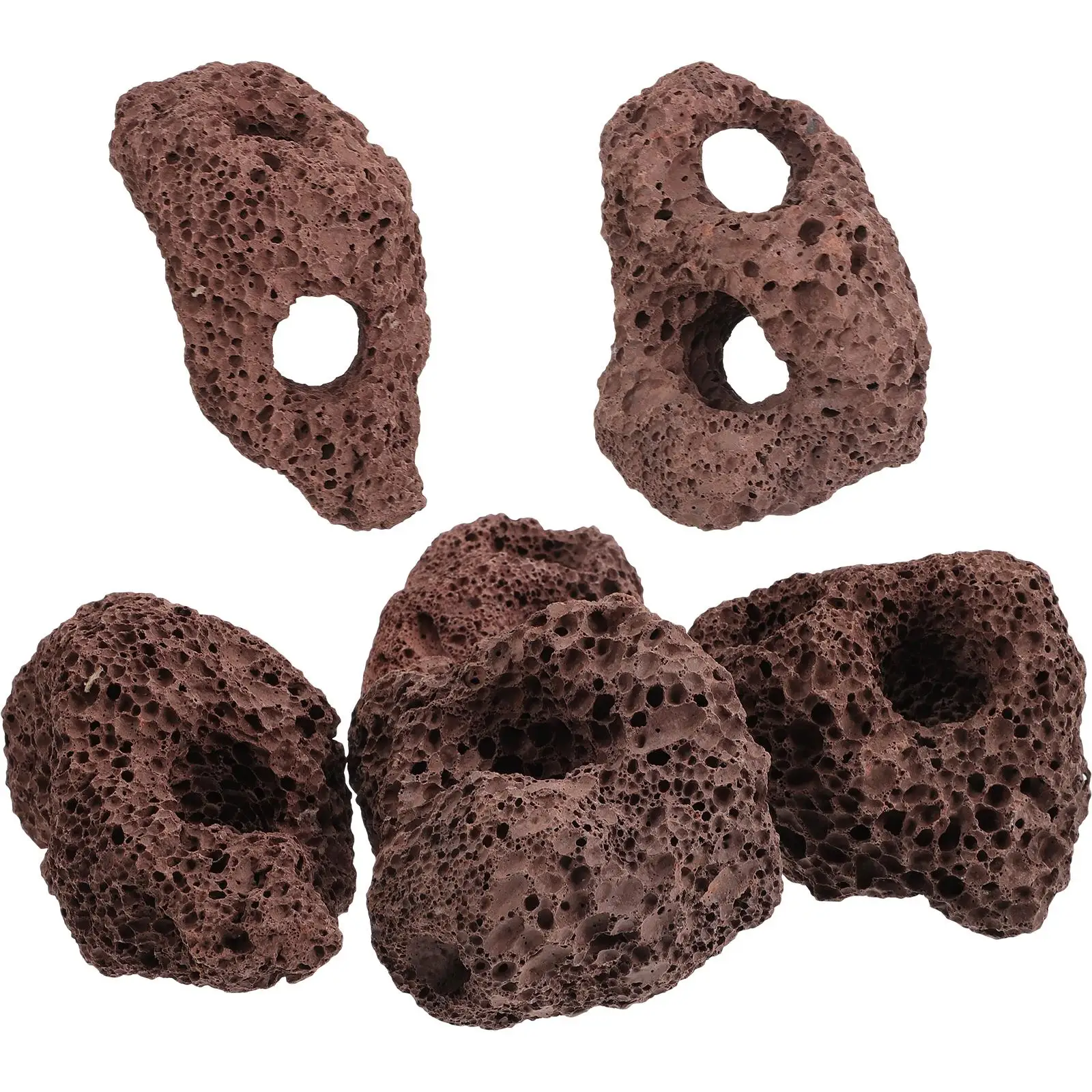 

6 Pcs Volcanic Rock Ornaments Stone Substrate Stones Aquatic Aquarium Cave Fish Tank Spawning