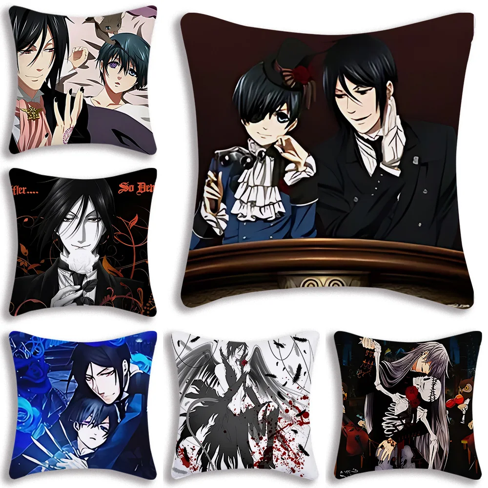 

Anime Manga Black Butler Pillow Covers Cartoon Sofa Decorative Home Double-sided Printing Short Plush Cute Cushion Cover