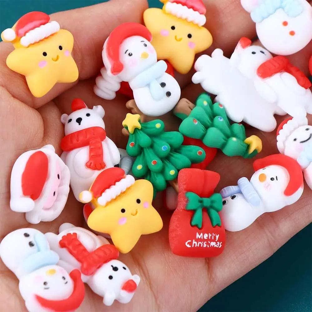 Handmade Cartoon Mirror Santa Claus Figurines Pattern DIY Art Material Christmas Patches Home Embellishments New Year Ornament