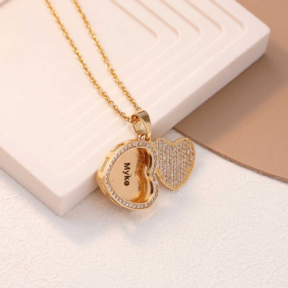 

Customizable Name Engraving Heart Shape Pendant Locket Necklace ожерелье на шею украшения collier acier inoxydables femme