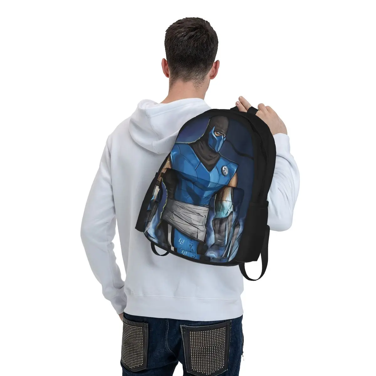 Mortal Kombat School Bags para Crianças, Sub-Zero Mochilas, Mochila para Meninos Mochila para Meninas, Mochila de Ombro de Viagem, Estudantes