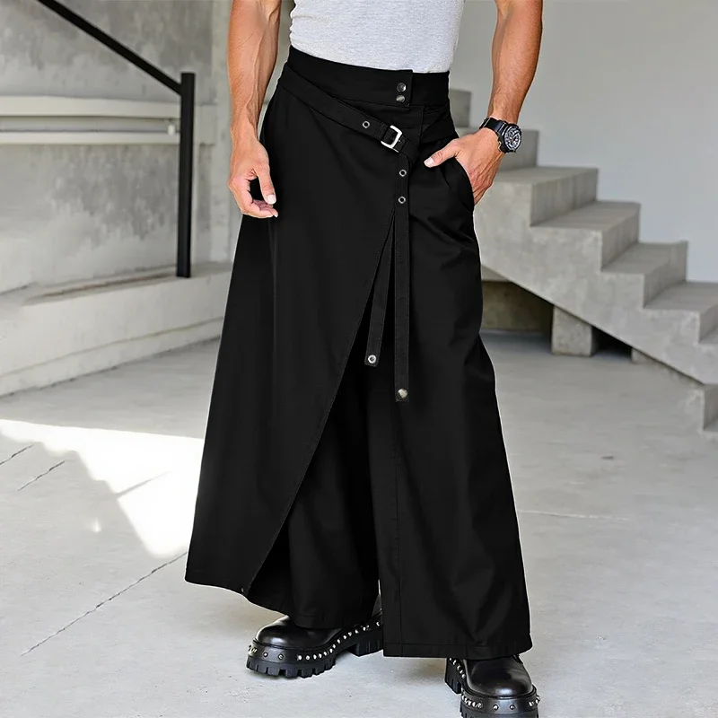 

INCERUN мужские брюки нестандартной формы, однотонные джоггеры на пуговицах, свободные повседневные широкие брюки, мужская уличная одежда, модные длинные брюки S-5XL