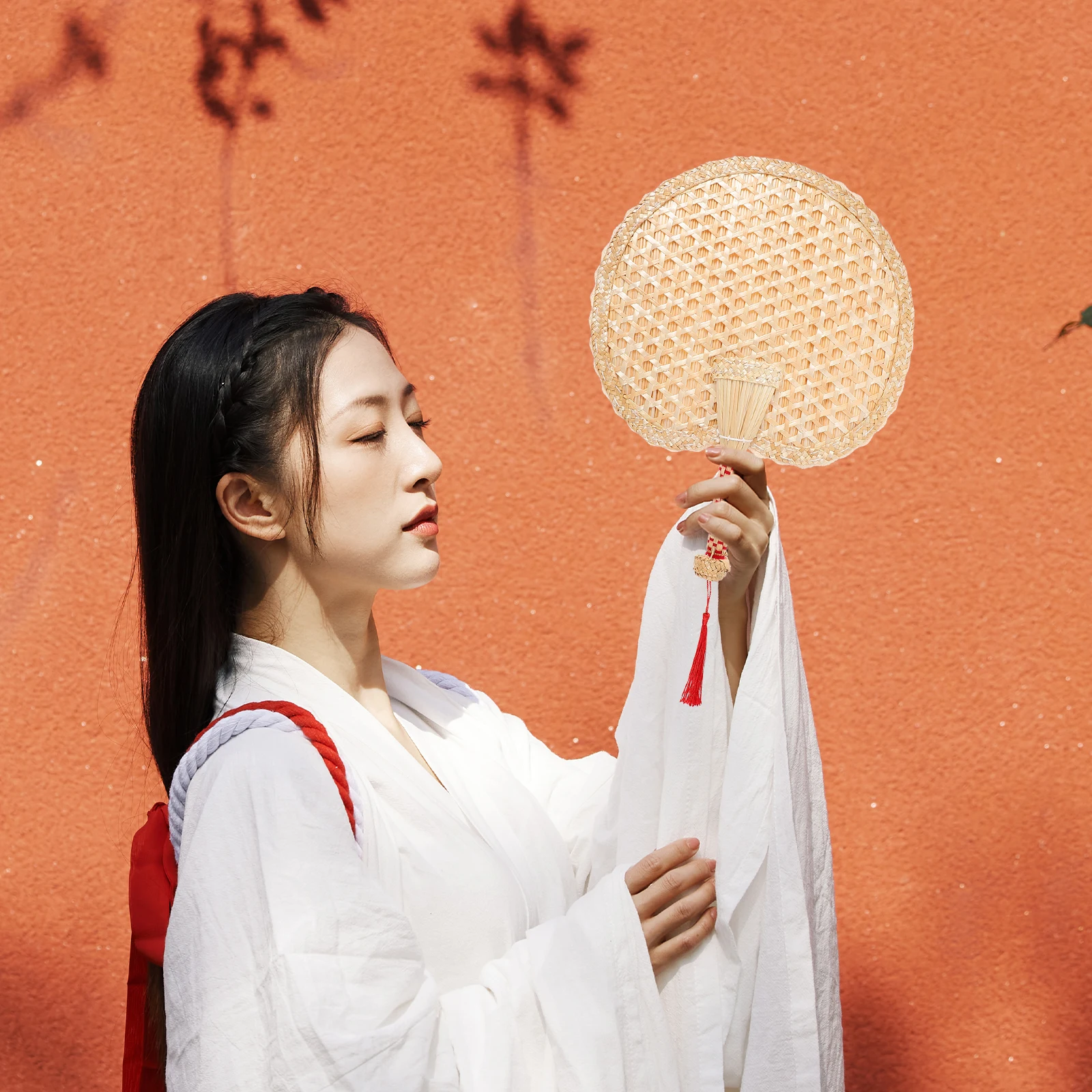 

Summer Handheld Fan Woven Wheat Straw Design Cool Room Accessory for Festivals Decorative Wall Hanging Hand Fan for Gifting