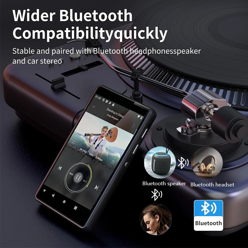 مشغل MP3 Android 8.1 مع بلوتوث وواي فاي، مشغل MP3 MP4 مع سبوتيفي، مسموع، باندورا، أميرا ومكبرات الصوت، حتى 512 جيجابايت