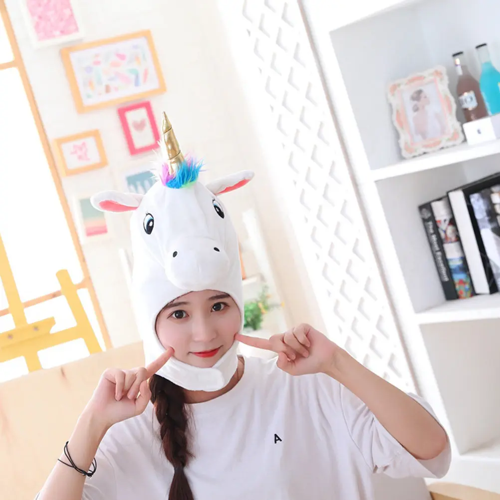 1 unidad de gorro con diseño de unicornio, material suave y grueso, ajuste cómodo, gorro encantador para niños, accesorio para fotos de fiesta de Halloween, regalo