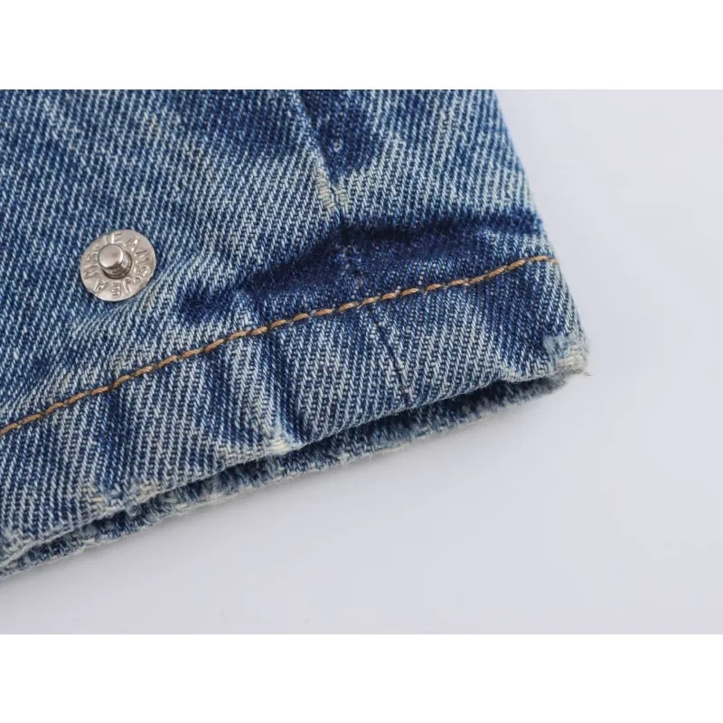 TRAF ZR celana Jeans Rivet wanita, celana Jeans Vintage biru Harajuku dasar kasual pinggang rendah