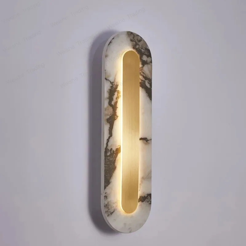 

Natural Marble LED Wall Light Gold Metal New Style For Hotel Office Bedroom Living Room Aisle Restaurant Sconce Home Art Deco