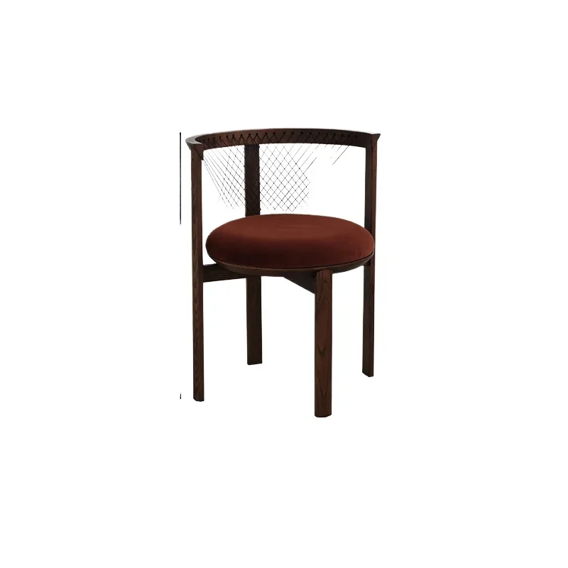 

Retro solid wood dining chair designer home living room soft bag back armchair harp chair