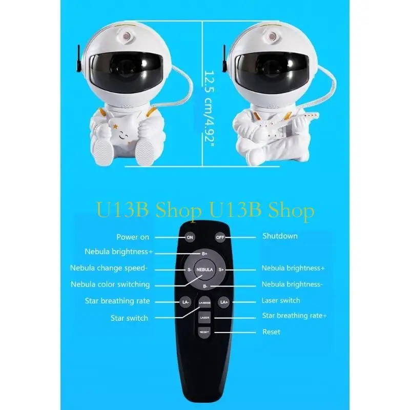 U13B 360°回転宇宙飛行士プロジェクターライトギター/星の手元にあるポータブルリモートコントロールナイトランプベッドルーム装飾用