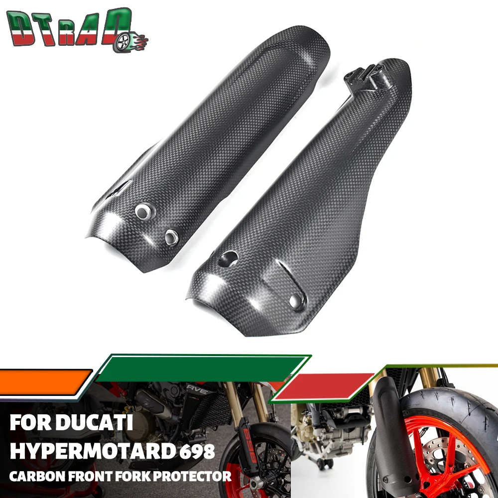 

New For DUCATI Hypermotard 698 Mono RVE 2024 2025 100% Carbon Fiber Front Fork Covers Set Protector Motorcycle Modified Parts
