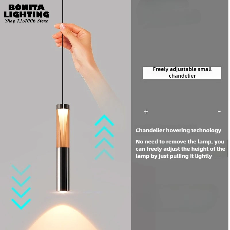 Cylindrical Pendant Lamp with Optical Lens, Modern Hanging Light for Spotlight Effect, Bedroom Bar Entryway Dimmable LED Light