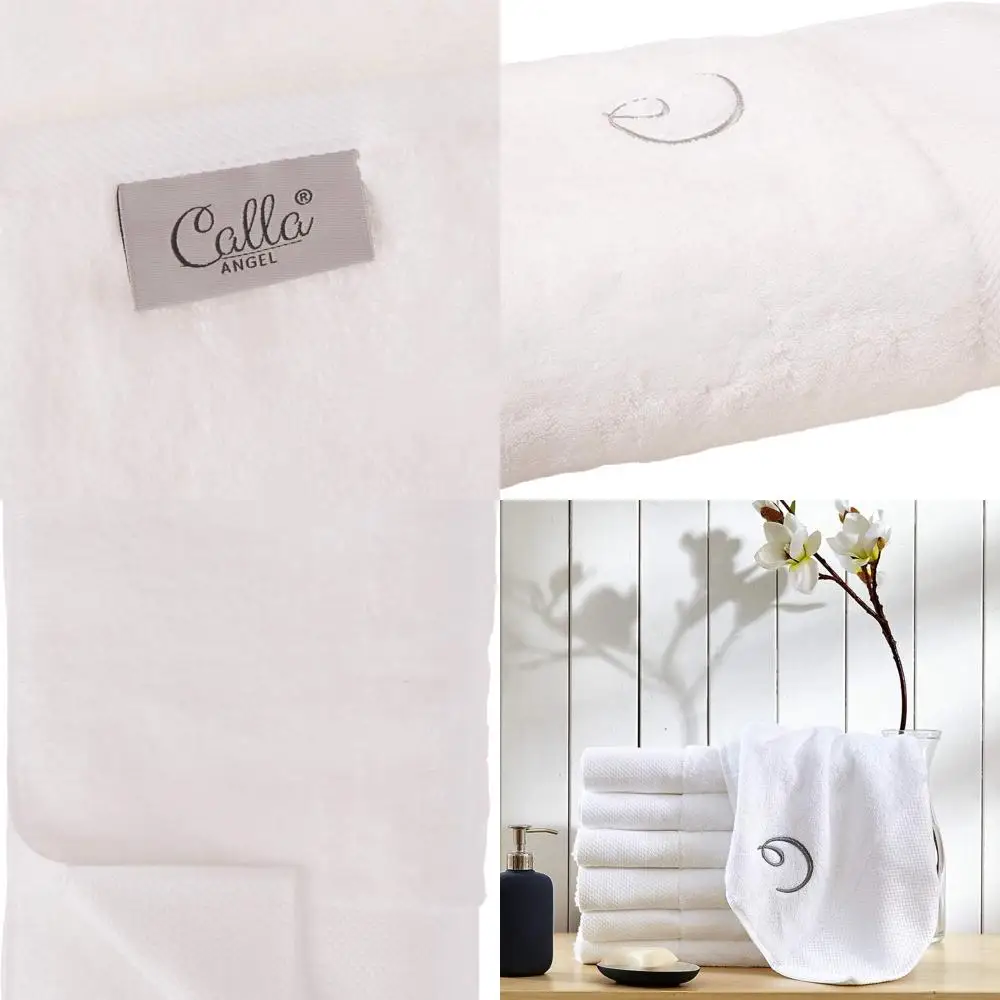 

Luxurious 1000g Egyptian Cotton Oversized Bath Towel, 63 x 31, Single Piece, White Logo