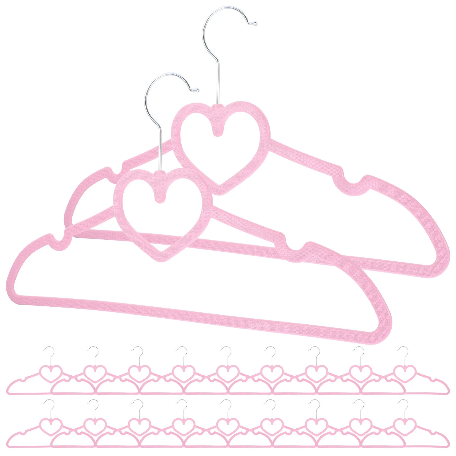 

20pcs Heart Shaped Clothes Hanger Pink Plastic Hangers For Home Laundry Closet Organization Non-Slip Lightweight Fashion Hanger