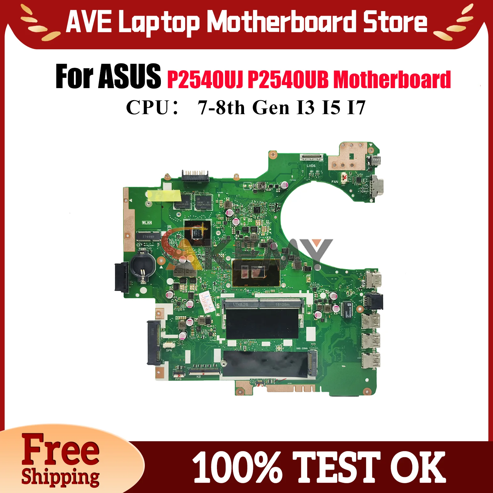 

P2540UB Материнская плата для ноутбука ASUS ProArt P2540U P2540UJ P2540UB Материнская плата для ноутбука с процессором I3 I5 I7 100% тестирование ОК быстрая доставка