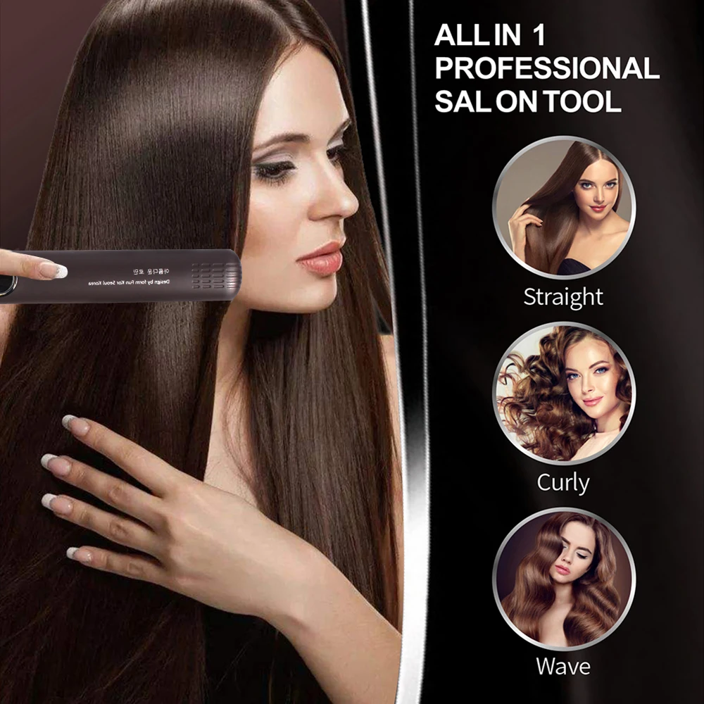 Hair Straightener Professional 450℉ Tourmaline Ceramic Keratin Hair Flat Iron 2 In 1 Salon Hair Styling Tools Curling Irons