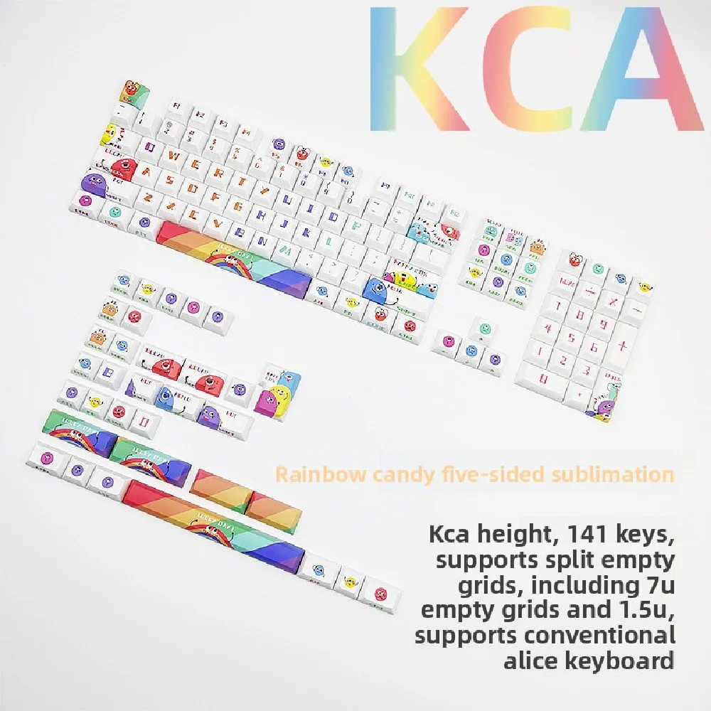 

Механические колпачки для клавиш KUXM Misty Shadow Rainbow Candy, 141 клавиша, полный набор, высота KCA, поддерживает разделенный пробел