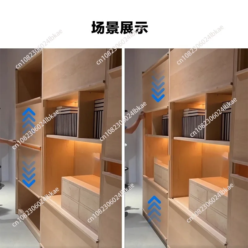 Vertical Lift Sliding Door Track for Cabinet Single Door, Up Down Hanging Cabinet Door Hinge with Soft Close