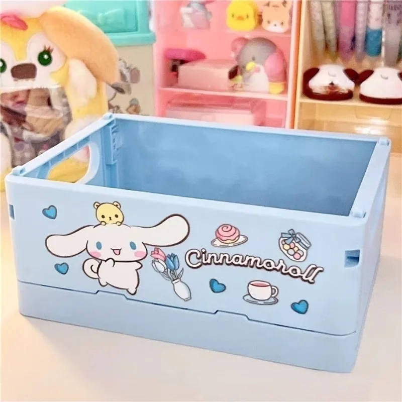 

Sanrio Cinnamoroll Little Twin Star Organizer Box Kuromi Pompompurin Storage Boxes Desk Folding Storage Containers Baskets